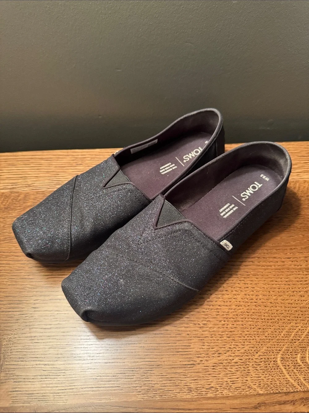 TOMS Alpargata Women's Black Sparkle Slip-On Loafers - 9.5 womens